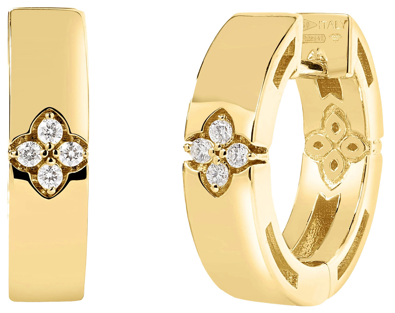 Roberto Coin Love In Verona Diamond Accent Hoop Earrings - Narrow - in 18K Yellow Gold