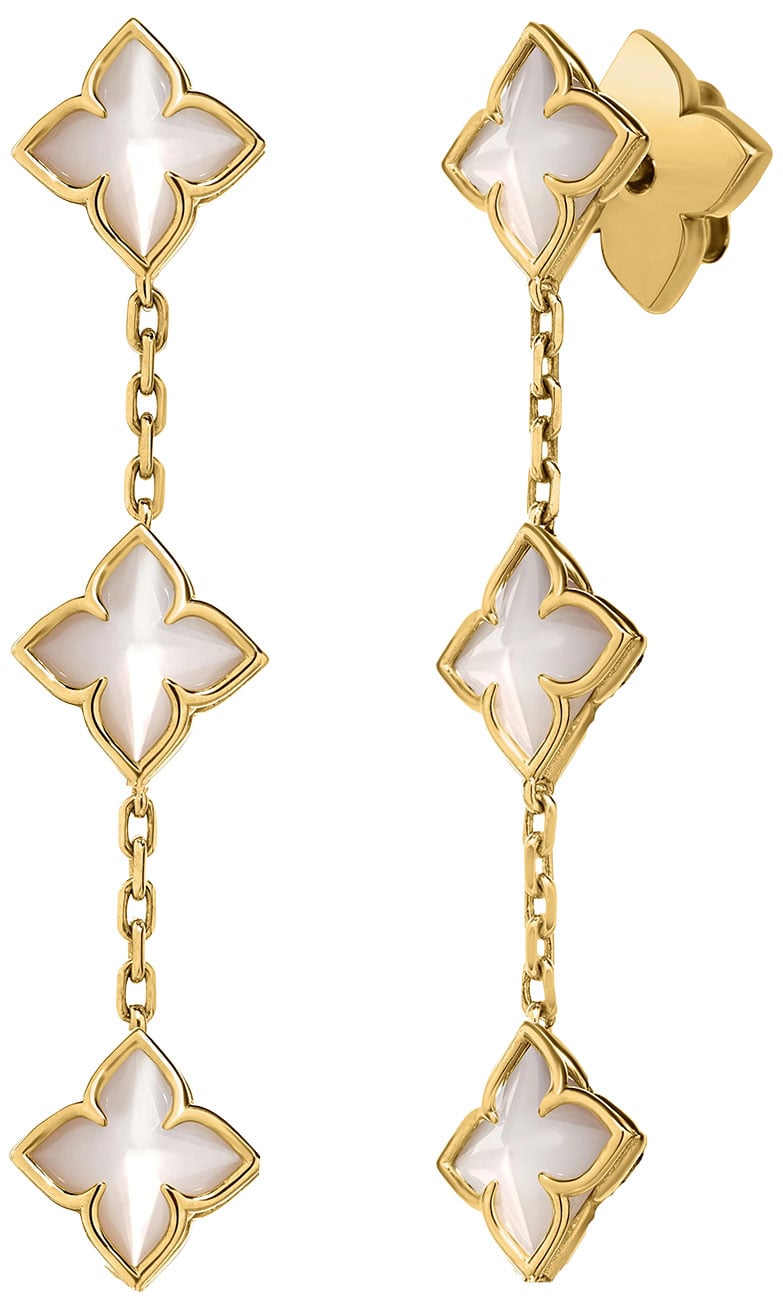 Roberto Coin Venetian Princess Carnival Mother of Pearl Flower Dangle Earrings in 18K Yellow Gold