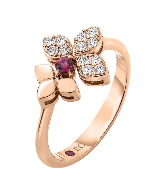 Roberto Coin Tiny Princess Rubellite Ring Size 65 in 18K Rose Gold 3190$