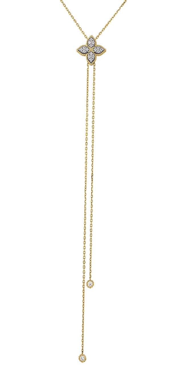 Roberto Coin "Princess Flower" .25 ct. t.w. Diamond Lariat Necklace in 18kt Two-Tone Gold