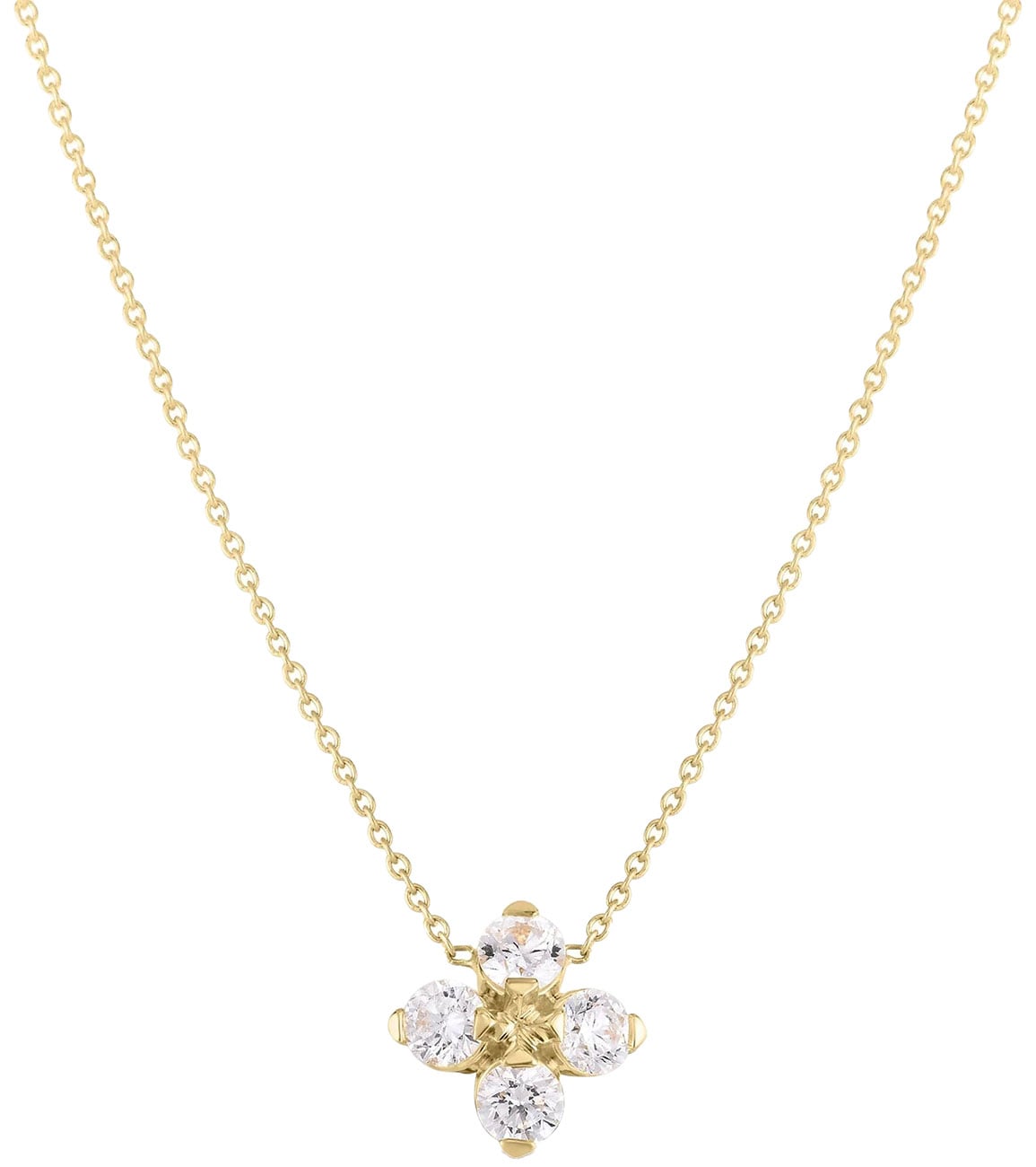 Roberto Coin Love In Verona Diamond Flower Necklace in 18K Yellow Gold