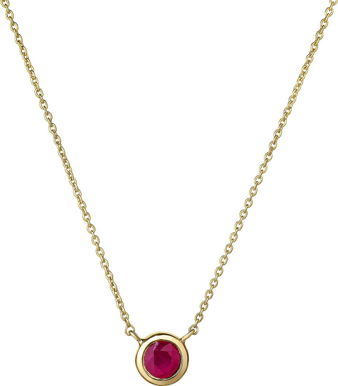 Roberto Coin Tiny Treasures Single Ruby Bezel Necklace in 18K Yellow Gold