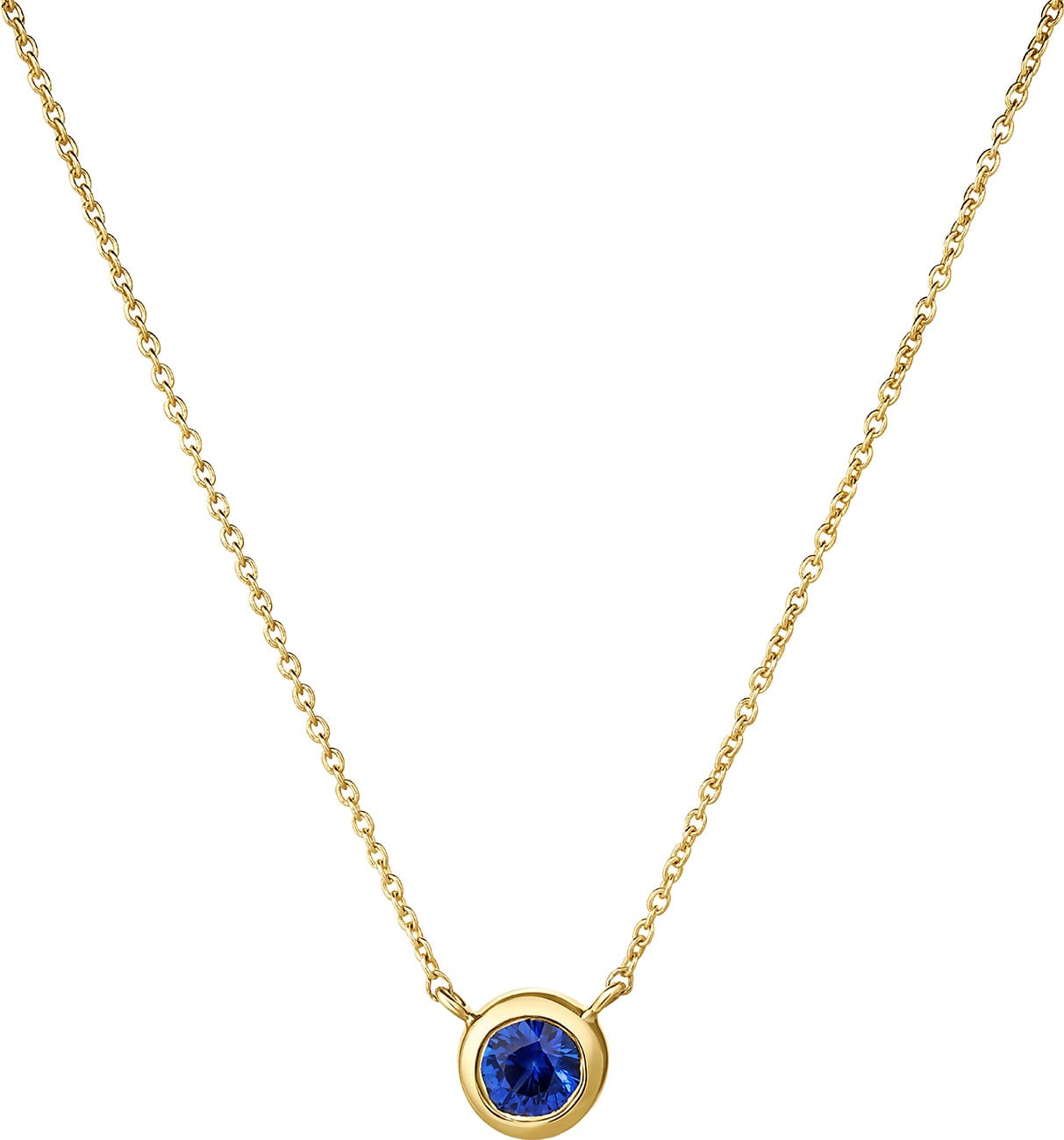 Roberto Coin Tiny Treasures Single Blue Sapphire Bezel Necklace in 18K Yellow Gold