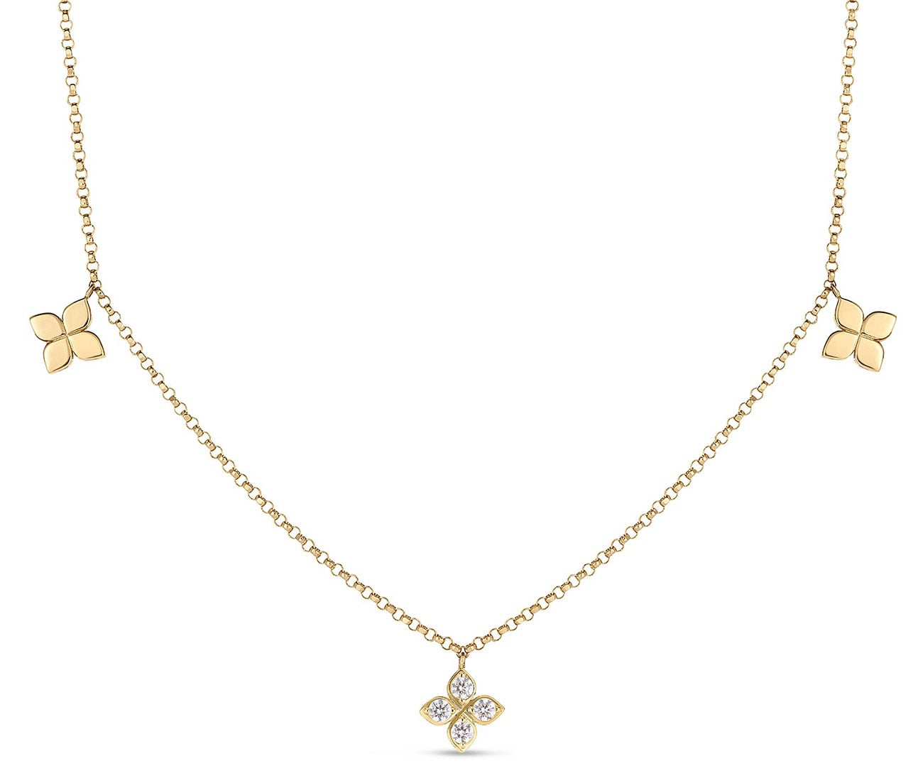 Roberto Coin Love By The Inch Gold/Diamond Flower Necklace