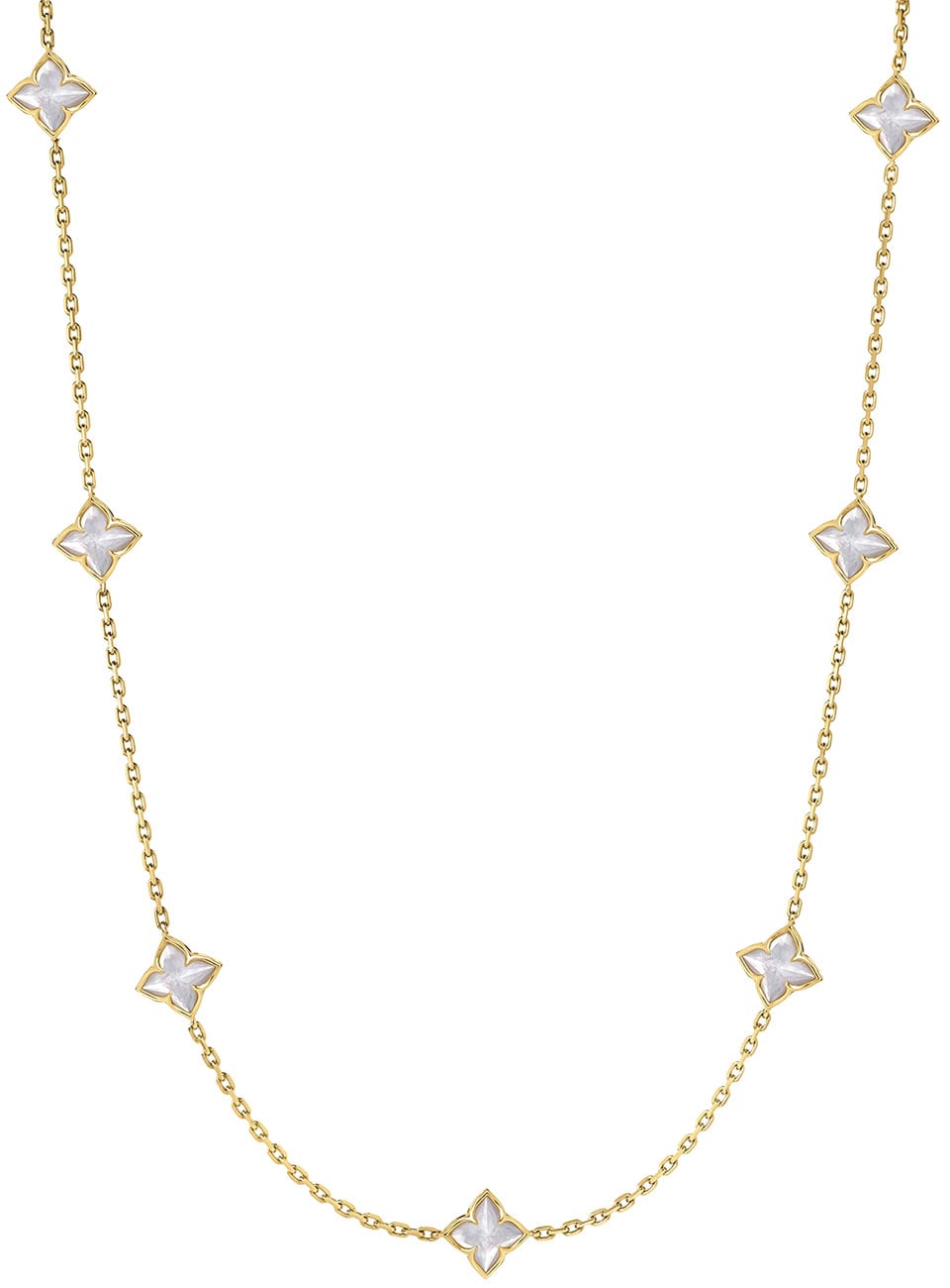 Roberto Coin Venetian Princess Carnival Mother of Pearl Flower Station 18" Necklace in 18K Yellow Gold