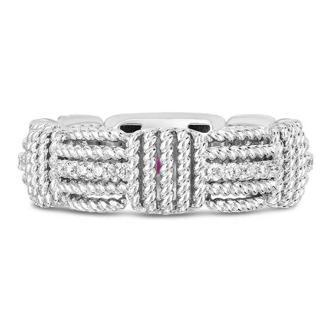 Roberto Coin Opera Accent Ring - Size 6.5 - with Diamonds in 18K White Gold - 7772894AW65X