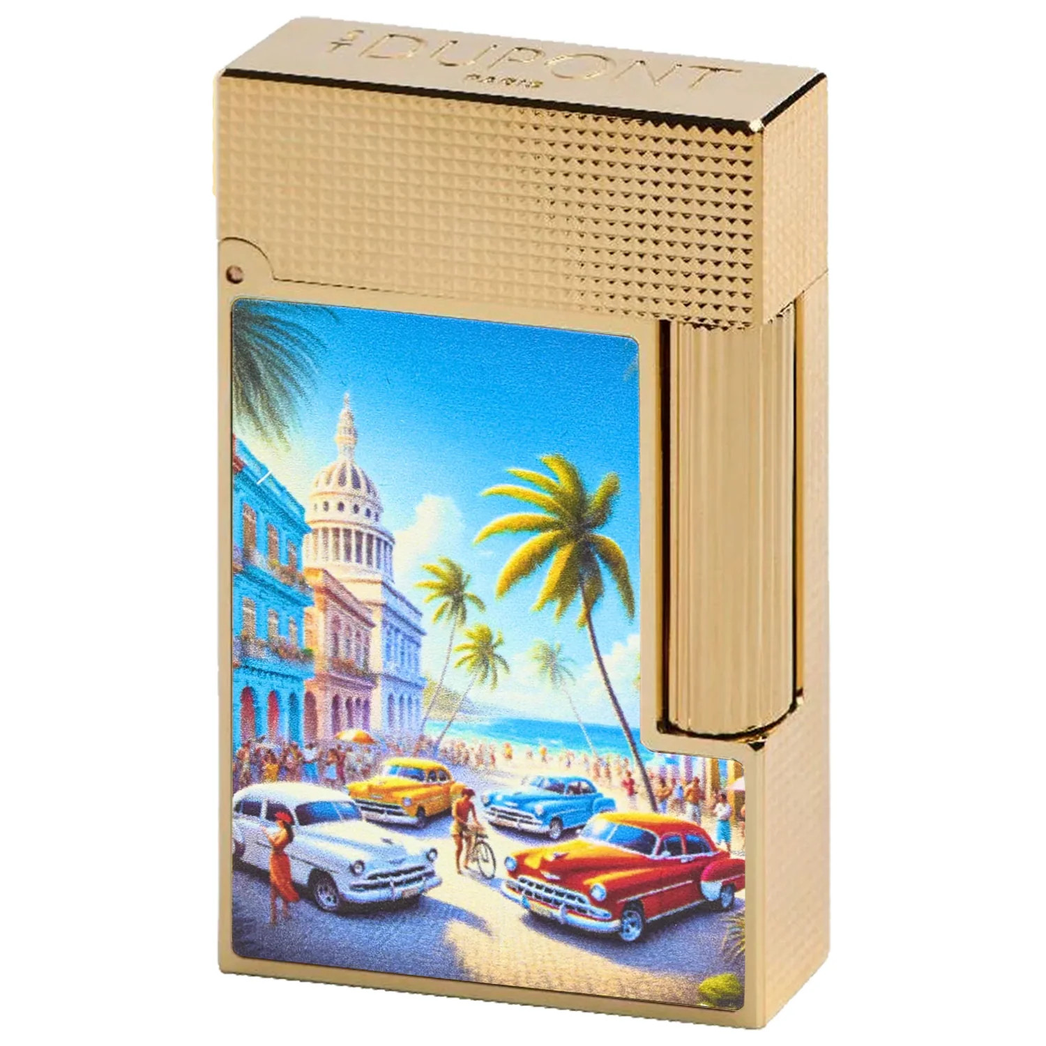 S.T. Dupont Line 2 Cuba Lacquered Lighter in Gold