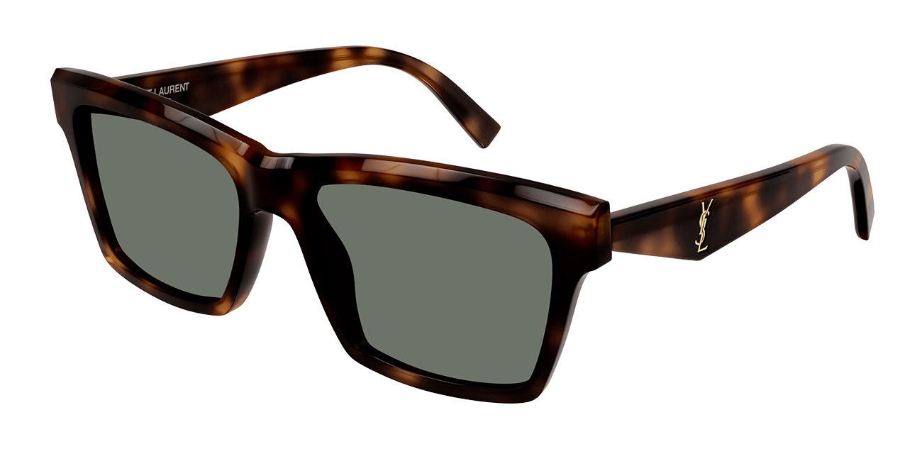 Photos - Sunglasses Yves Saint Laurent Saint Laurent Saint Laurent Monogram Havana , Green Lenses, 56mm 