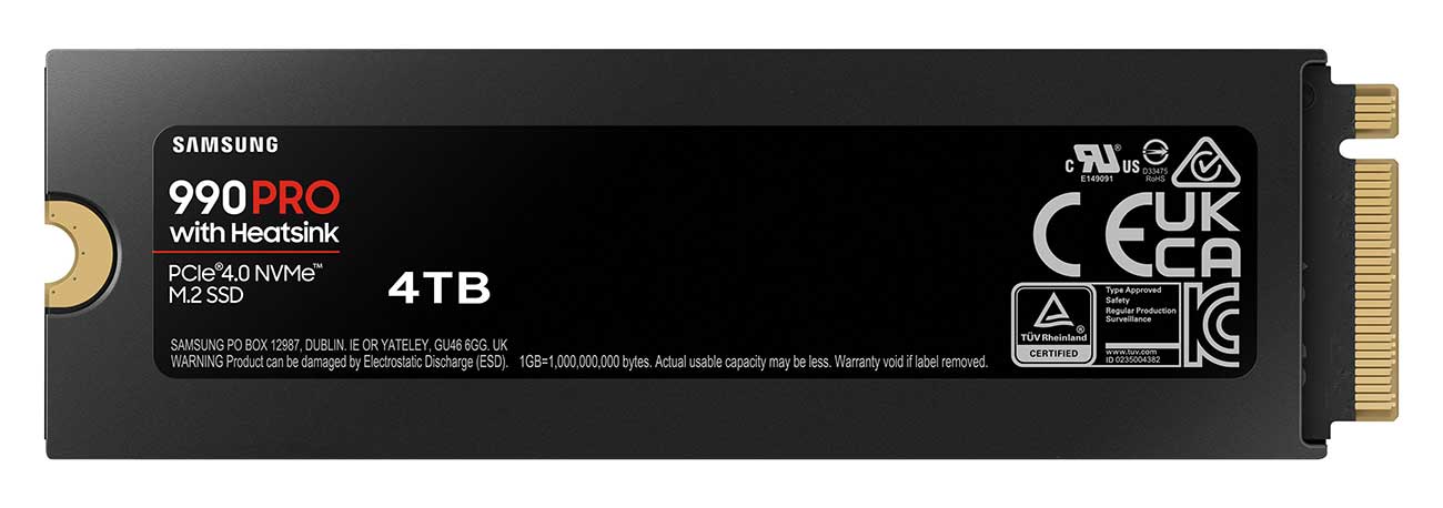 Samsung MZ-V9P4T0CW 990 PRO 4TB NVMe Heatsink SSD