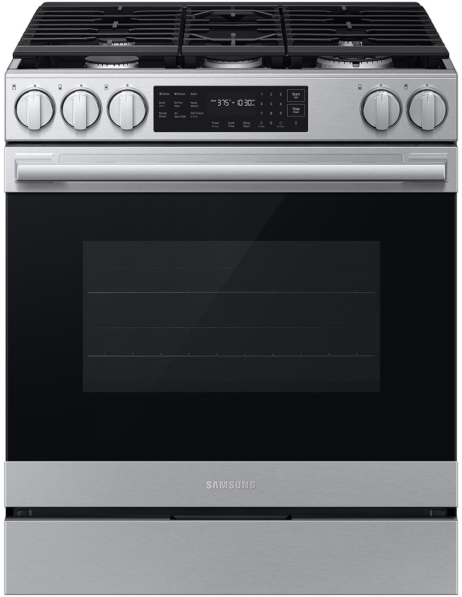 Samsung NSG80H60SR 30 inch Bespoke Smart Slide-In Gas Range with 5 Burners, 6 cu. ft. Oven Capacity, No Preheat Air Fry Max, True Convection and Dual Power Burner (Stainless Steel)
