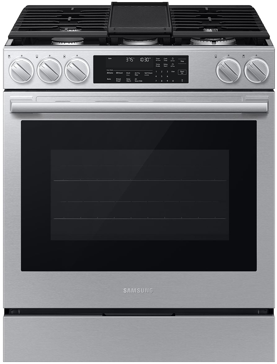 Samsung Bespoke 6 Cu. Ft. Smart Slide-In Gas Range 30-Inch Wide in Fingerprint Resistant Stainless Steel