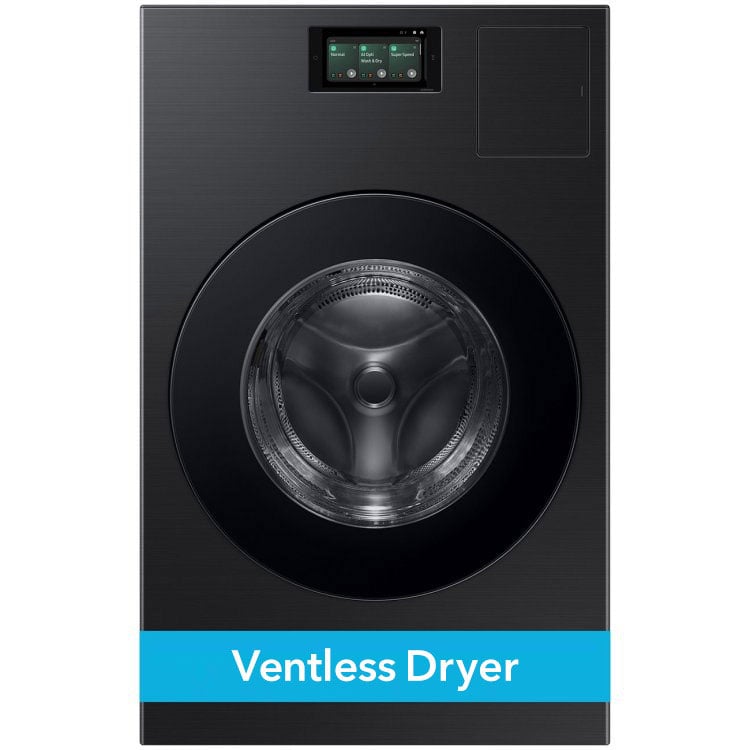 Samsung Bespoke AI Laundry Combo All-in-One 5.3 Cu. Ft. Ultra Capacity Washer with Super Speed and Ventless Heat Pump Dryer in Brushed Black