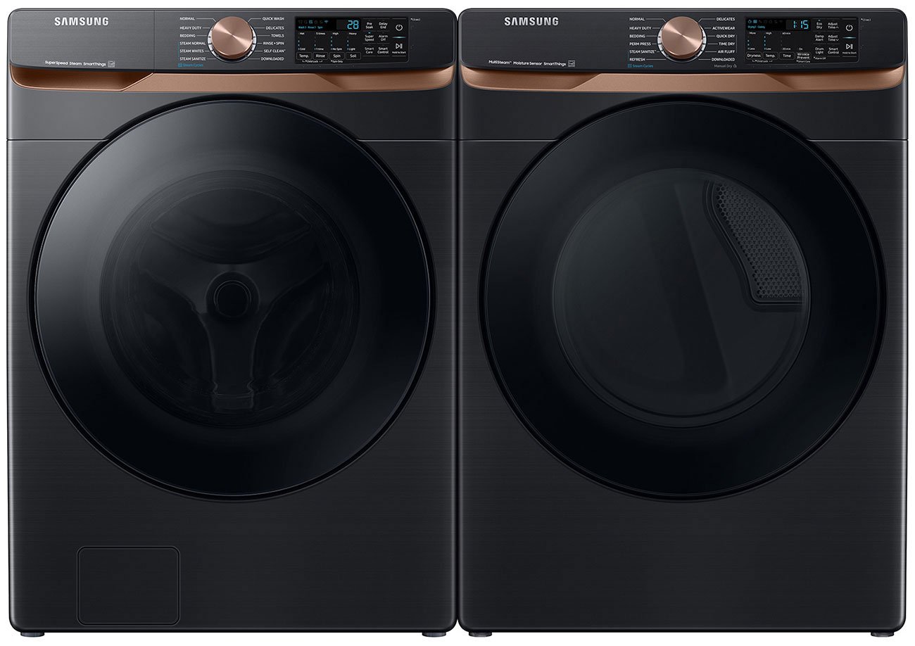 Samsung Brushed Black Front Load Washer & Gas Dryer Package