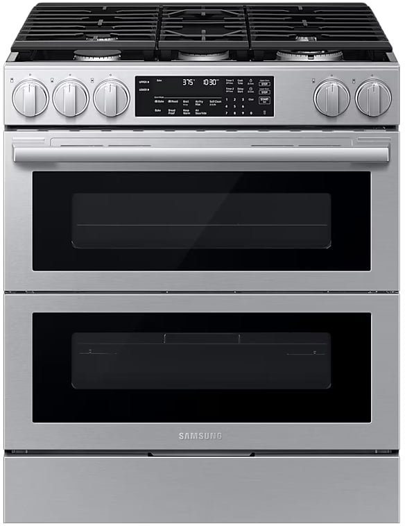 Samsung NSG90H60DR Bespoke 30 inch Smart Slide-in Gas Range with 5 Burners, 6 cu. ft. Total Capacity, Flex Duo Oven, and Dual True Convection in Fingerprint Resistant Stainless Steel