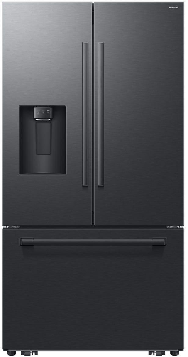 Samsung Zero Clearance Fit 28.5 Cu. Ft. 3-Door French Door Refrigerator with Sphere Ice™ and Bespoke AI in Matte Black Steel