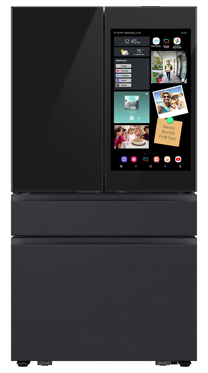 Samsung Bespoke 23 Cu. Ft. Counter Depth 4-Door French Door Refrigerator 36-Inch Wide in Charcoal Glass and Matte Black Steel - RF90F23AECEAA