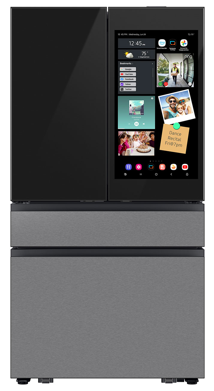 Samsung Bespoke 23 Cu. Ft. Counter Depth 4-Door French Door Refrigerator 36-Inch Wide in Charcoal Glass and Stainless Steel - RF90F23AECRAA