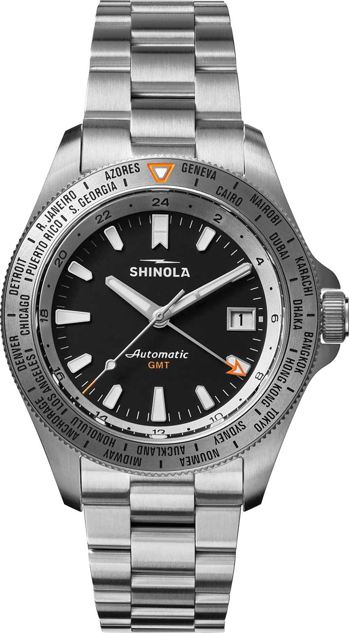 Shinola Monster Worldtimer GMT Watch 40mm with Black Dial