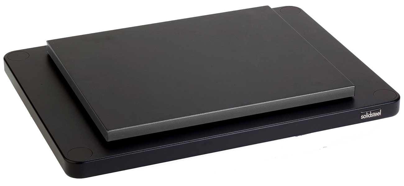 Two black metal plates stacked on top of each other