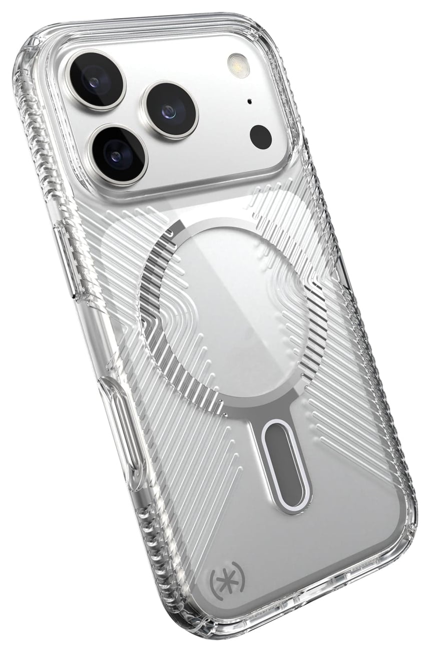 Speck Presidio Perfect-Clear Grip MagSafe with ClickLock Case for iPhone 18 Pro and iPhone 17 Pro in Clear | Silver