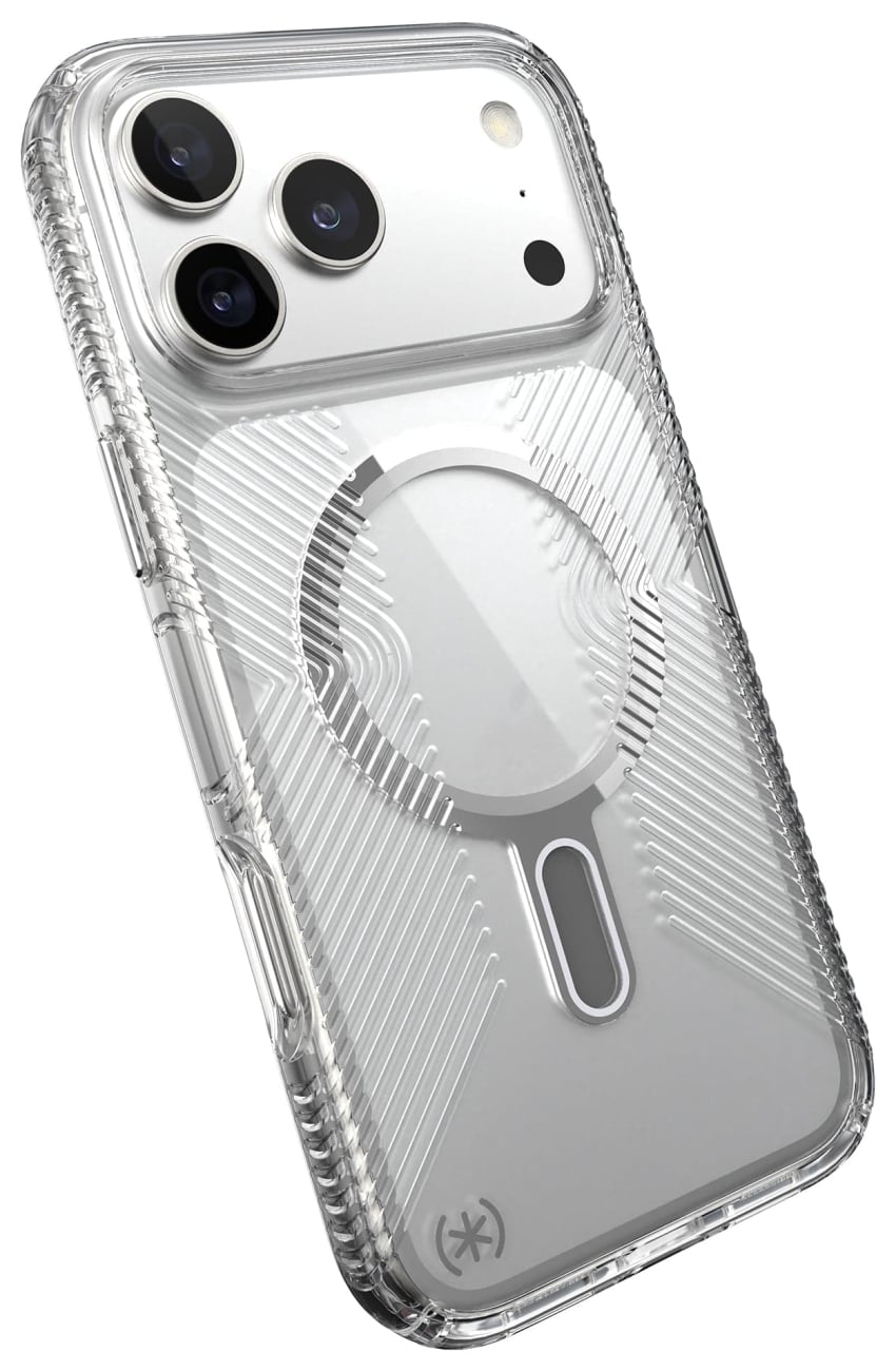 Speck Presidio Perfect-Clear Grip MagSafe with ClickLock Case for iPhone 18 Pro Max and iPhone 17 Pro Max in Clear | Silver
