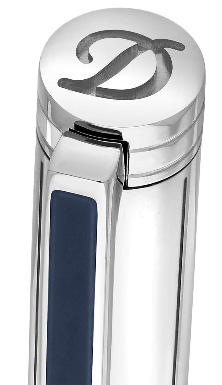 S.T. Dupont Ballpoint Pen in Blue Lacquer and Silver - 045077N