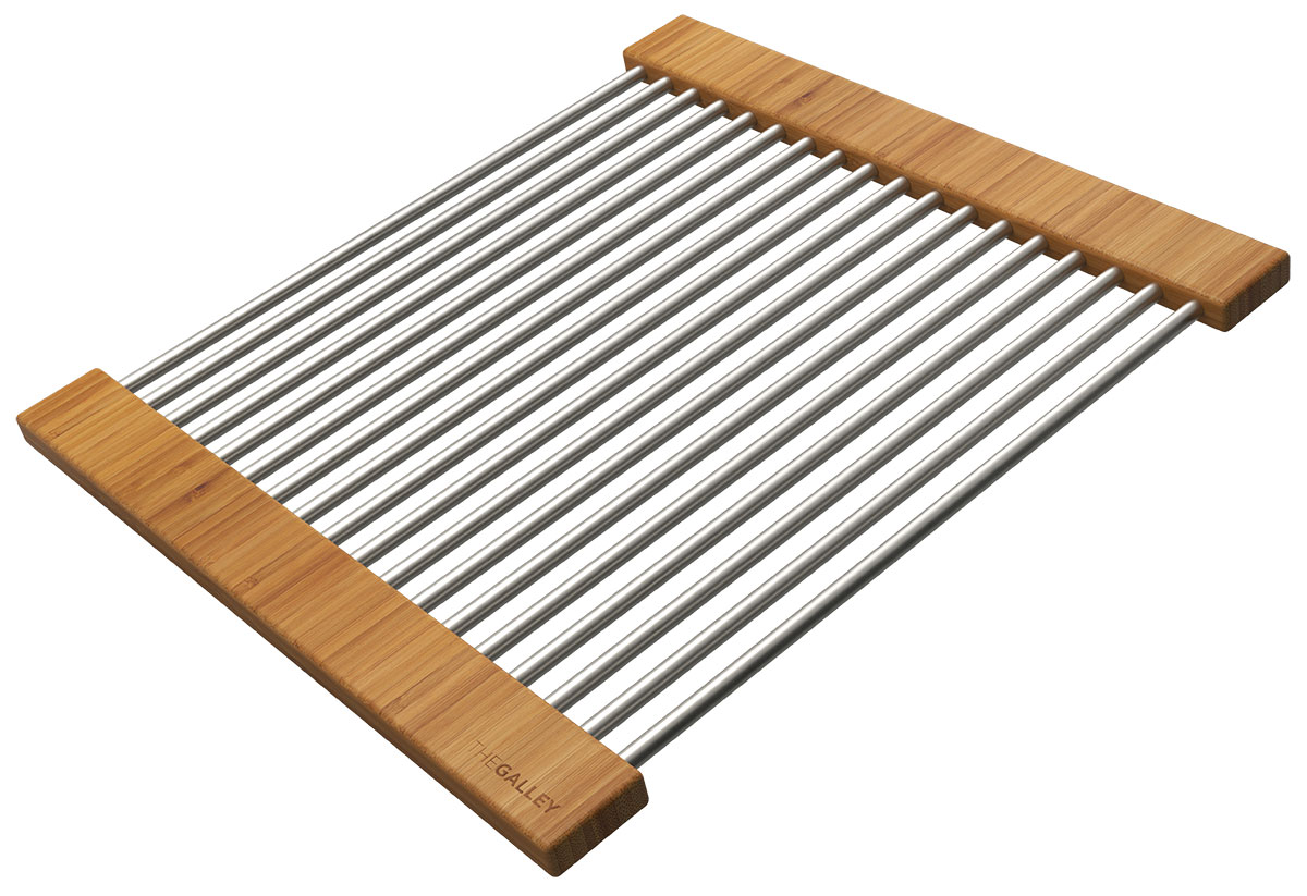 The Galley Dual Tier Drying Rack in Natural Golden Bamboo