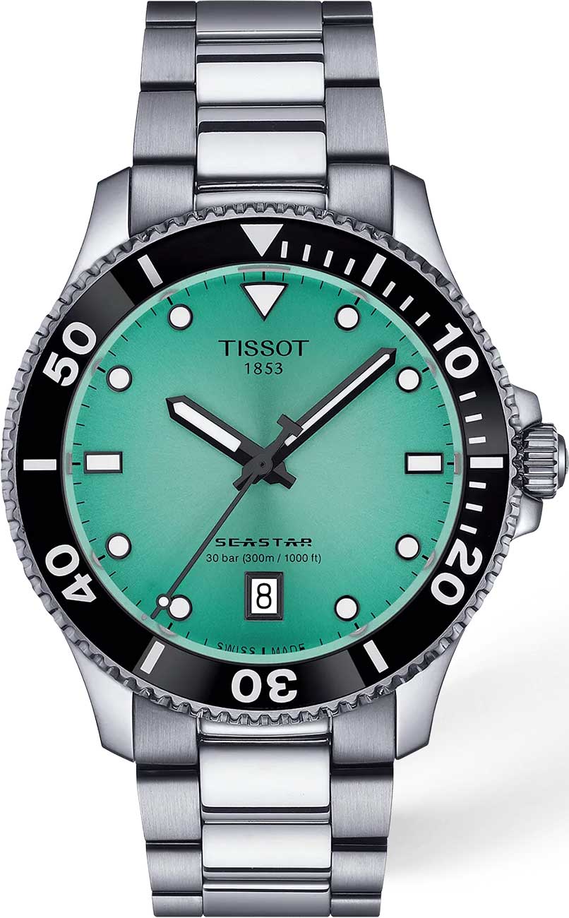Tissot Seastar 1000 Watch 40mm w Graded Turquoise Dial