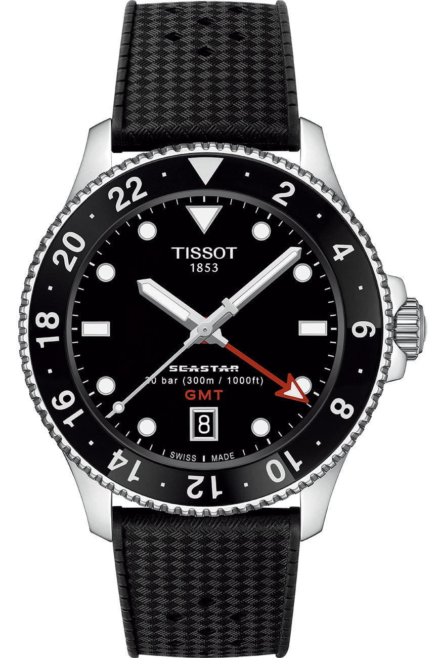 Tissot Seastar 1000 Quartz GMT Watch 40mm with Black Dial
