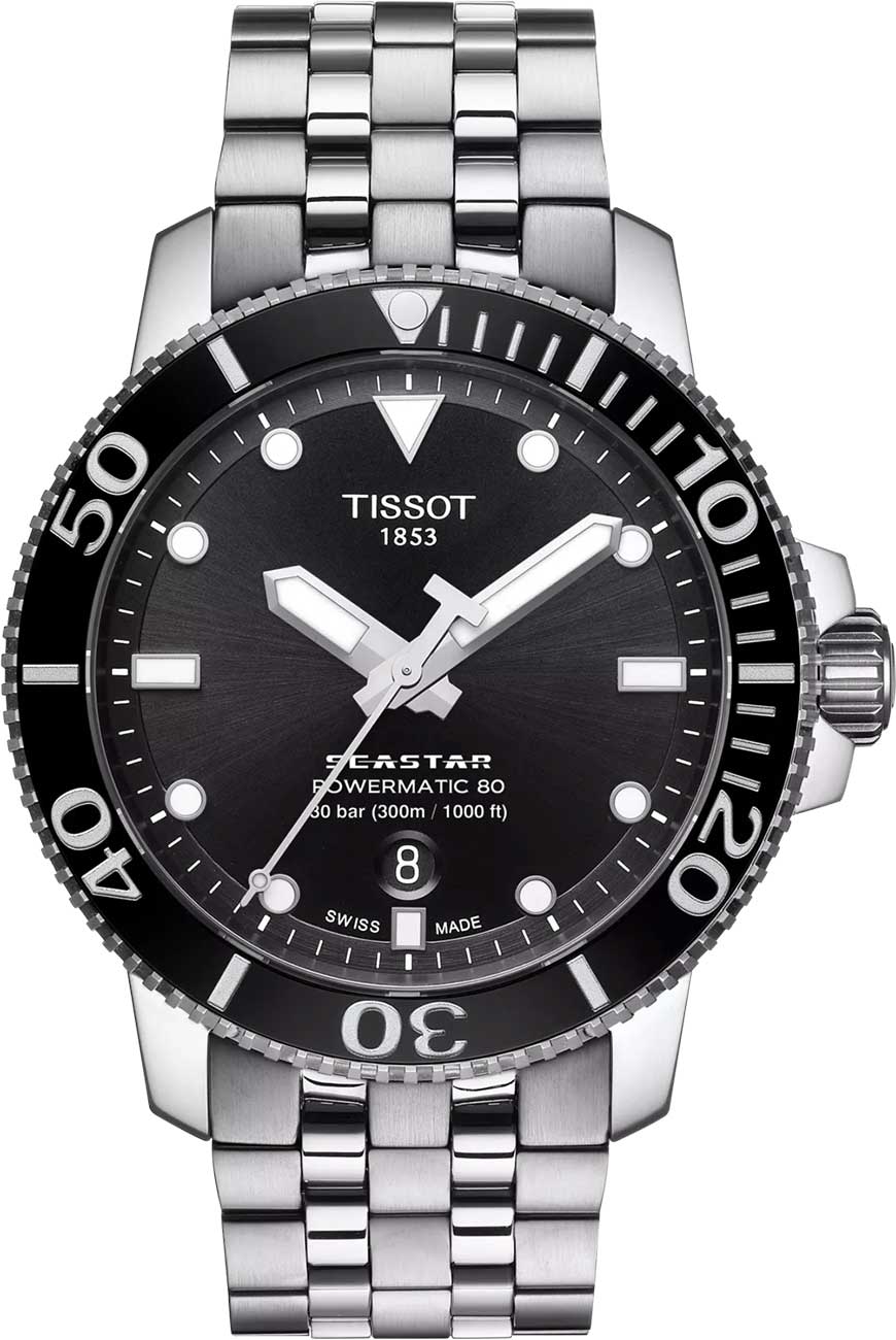 Tissot Seastar 1000 Watch 43mm with Black Dial - T1209071105100