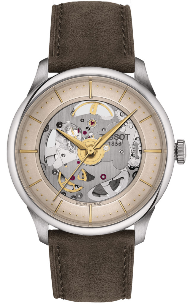 Tissot Chemin Des Tourelles Powermatic 80 Skeleton Ivory Dial Leather Strap Unisex Watch T139.836.16.261.00 T139.836.16.261.00