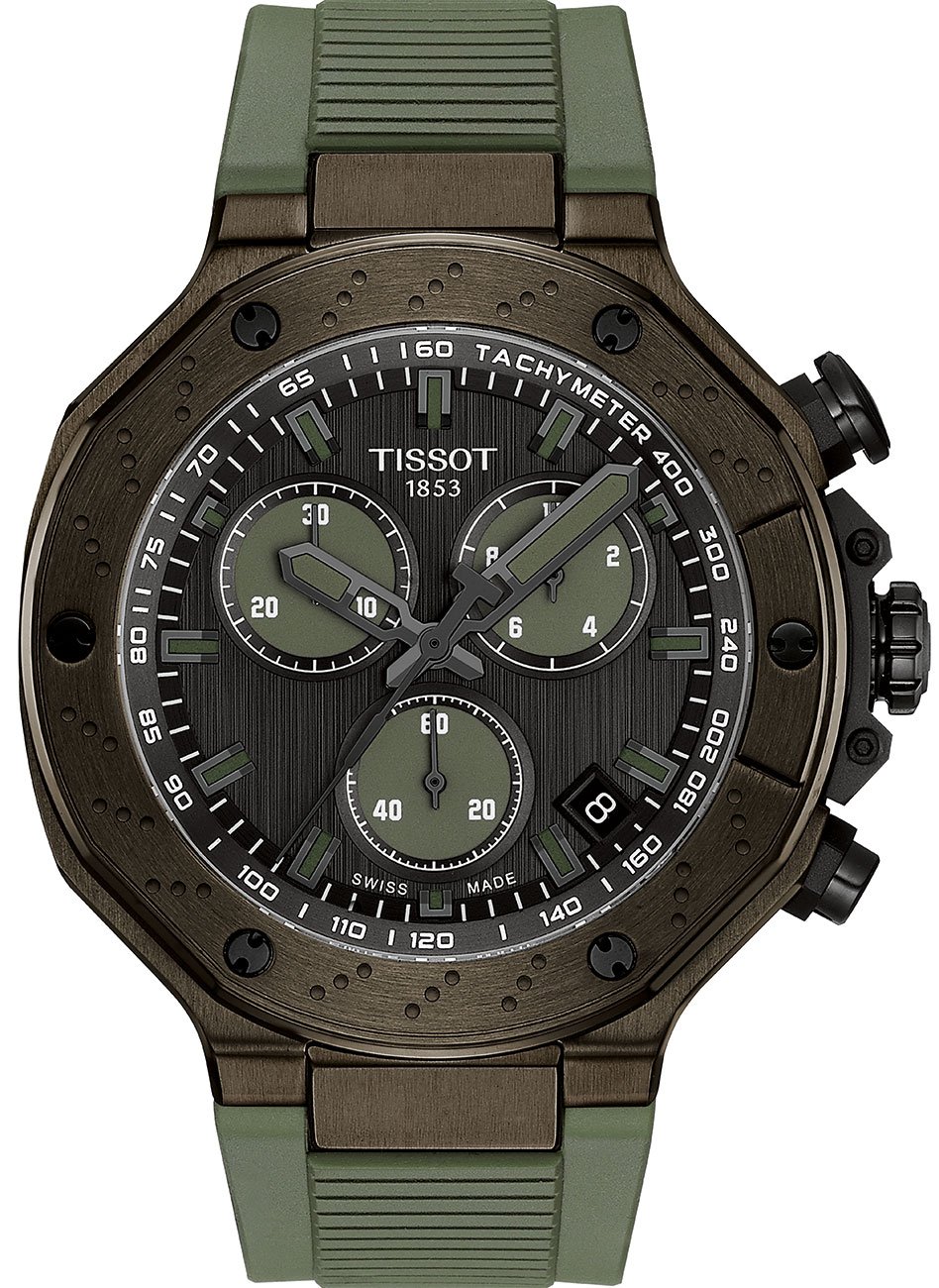 Tissot T-Race Quartz Chronograph Watch 45mm with Dark Grey Dial -  T1414173706102