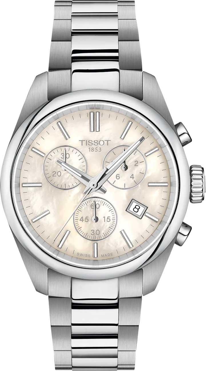 Tissot PR100 Chronograph 36mm Mother of Pearl Dial Stainless Steel Women's Watch T150.217.11.111.00 T150.217.11.111.00