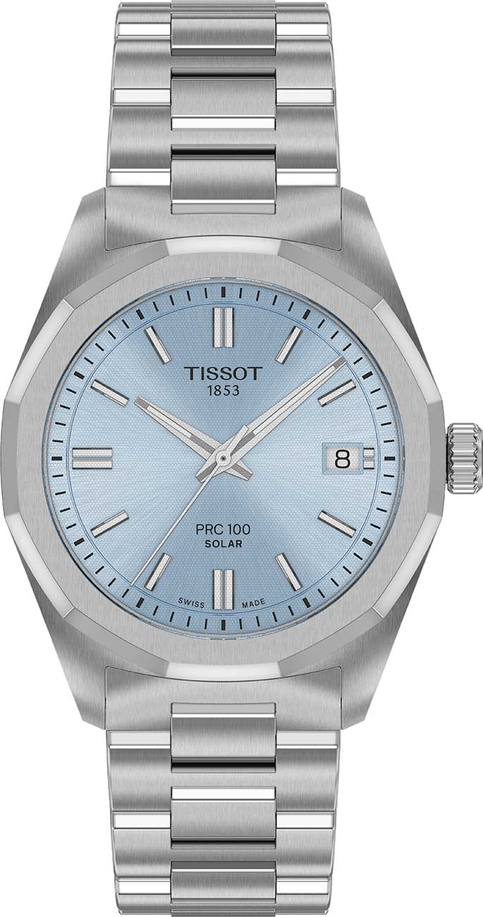 Tissot PRC 100 Solar Watch 34mm with Ice Blue Dial