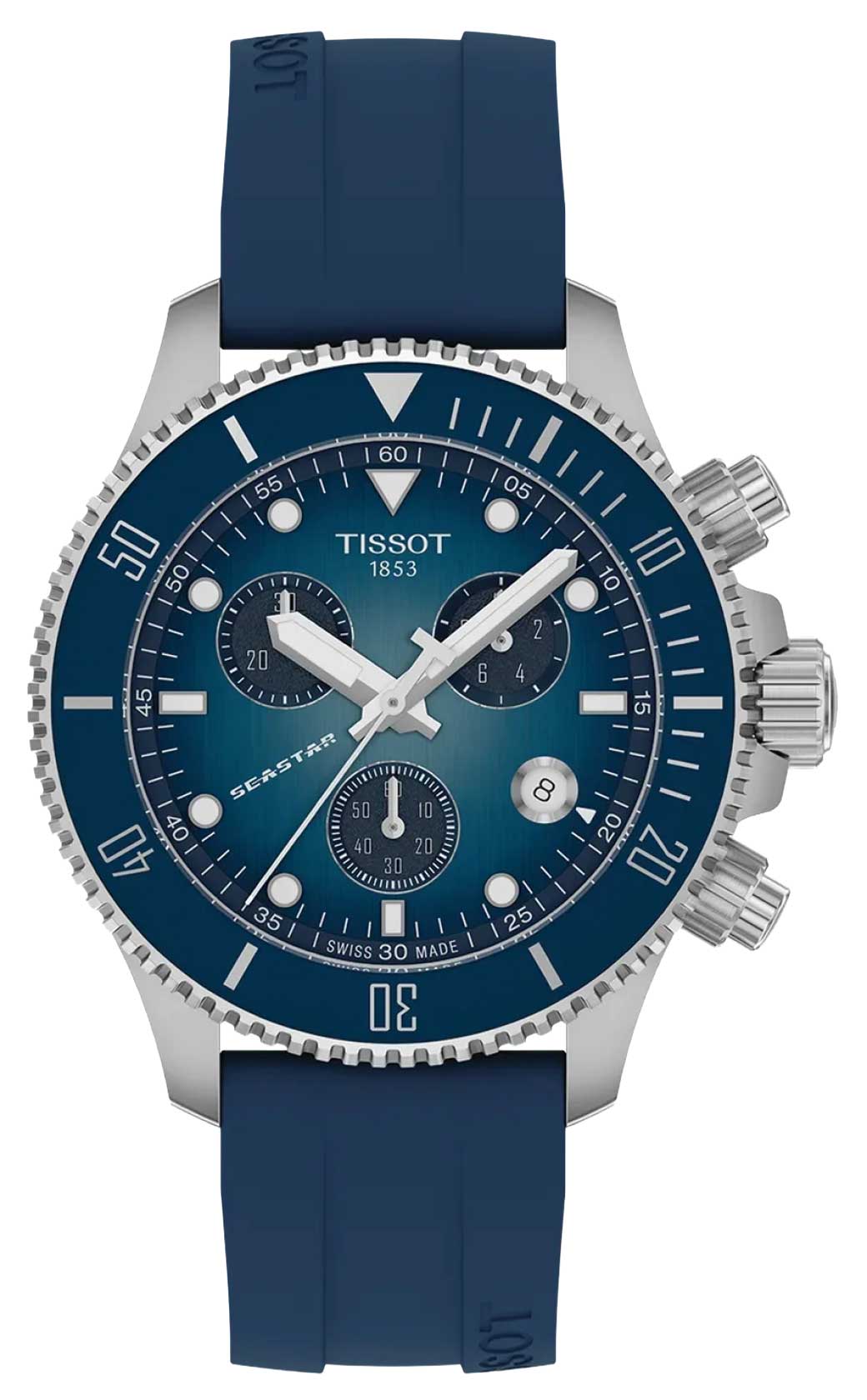 Tissot Seastar 1000 Chronograph 38mm Blue Dial Silicone Strap Men's Watch T120.217.17.041.00 T120.217.17.041.00