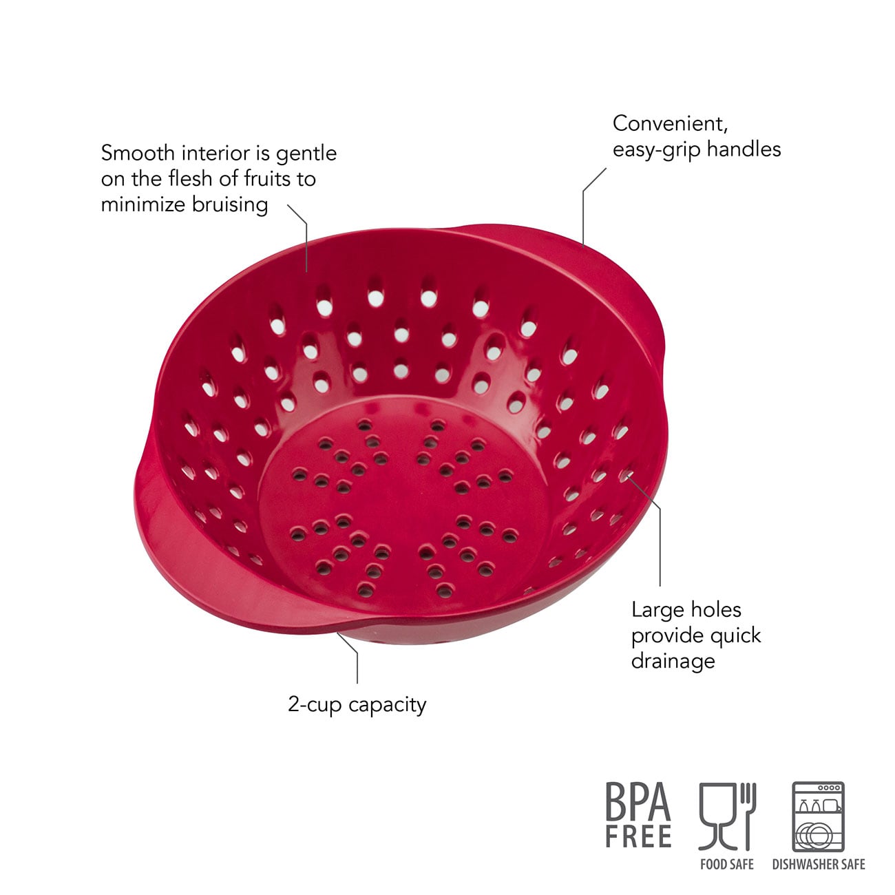 Tovolo Red Mini Berry Colander, 2-Cup Capacity | Abt