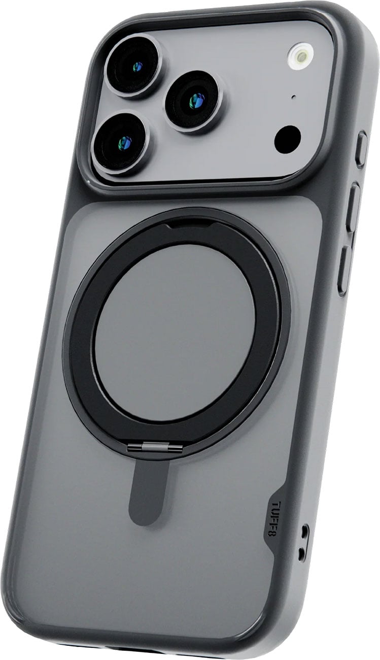 TUFF8 Glide360 MagSafe Phone Case for iPhone 18 Pro, Shock Absorbing, Smoke Black (T8G3-IP1803BK) | Quill