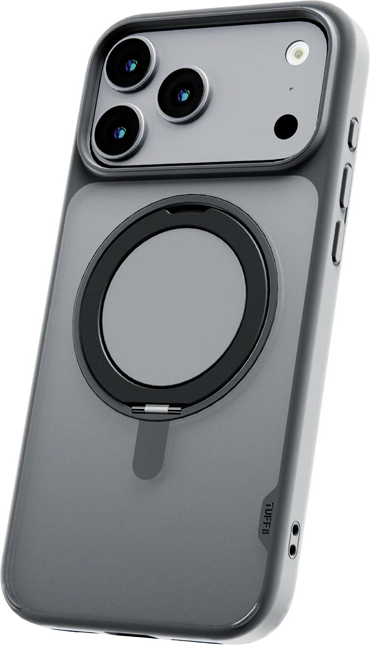 TUFF8 Glide360 MagSafe Phone Case for iPhone 18 Pro Max, Shock Absorbing, Smoke Black (T8G3-IP1804BK | Quill