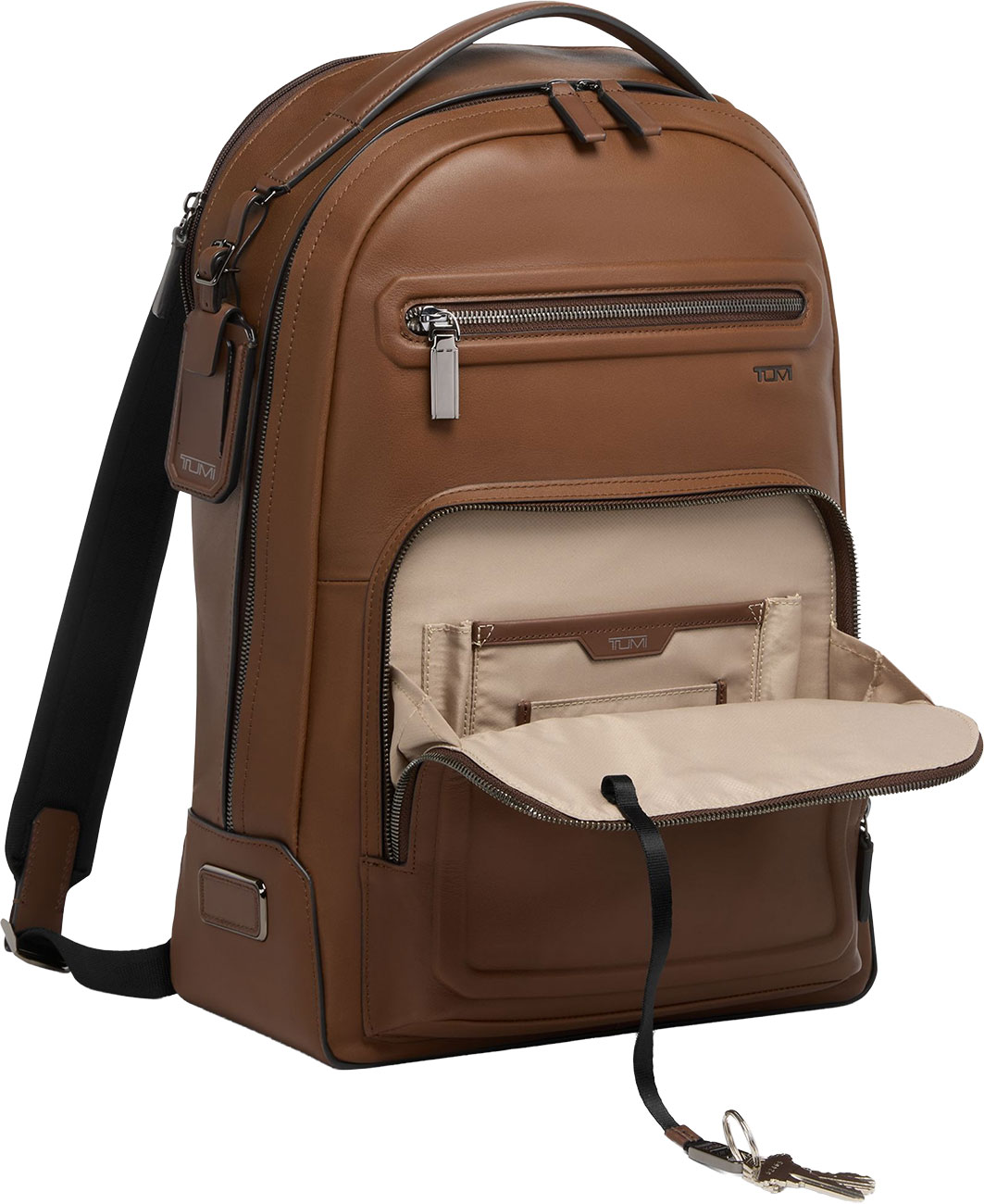 TUMI Harrison Cognac Bombe Leather Warren Backpack - 154129-B165