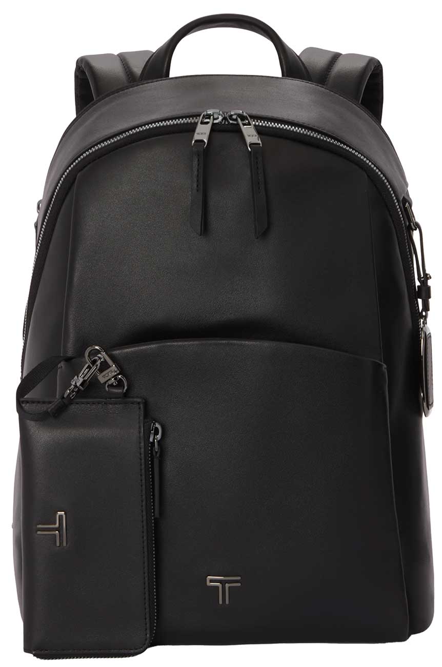 TUMI Voyageur Raina Black Leather Medium Backpack- 159131T522