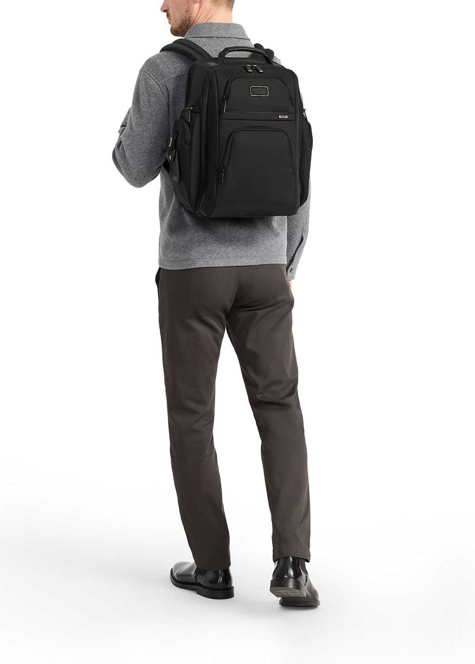 TUMI Alpha Brief Pack in Black Leather - 1589581041