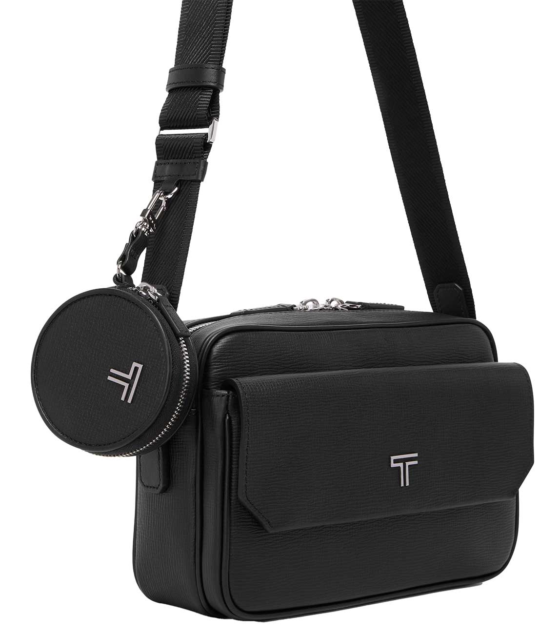 TUMI Turin Zip-Around Charm in Black Pebbled - 156661A536