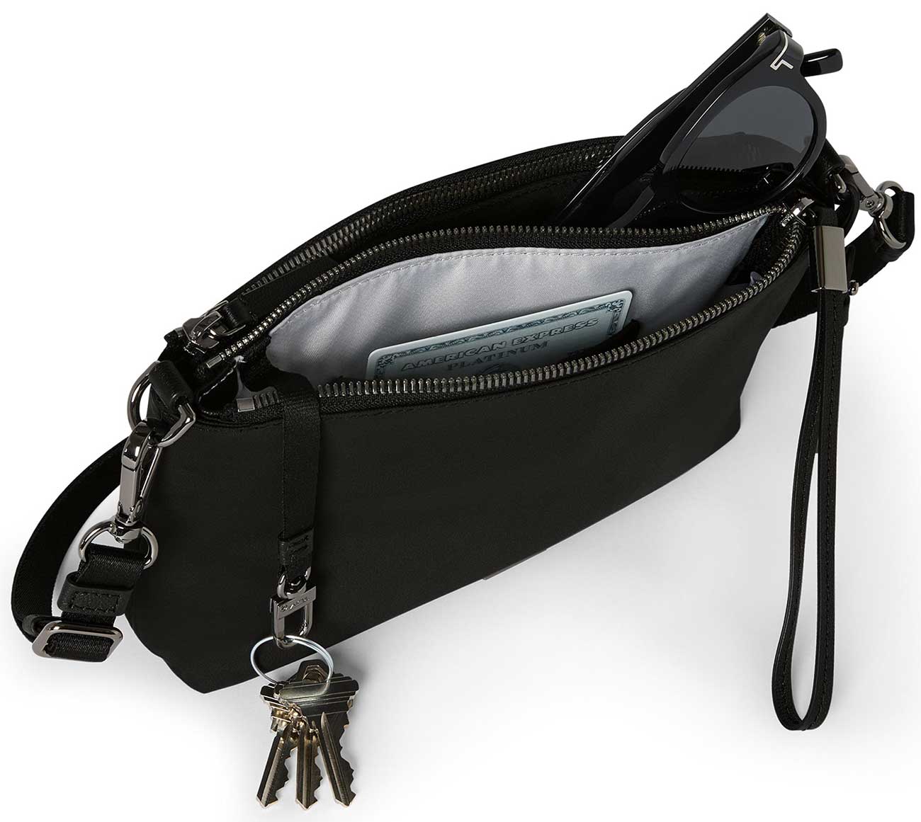 TUMI Voyageur Adela Crossbody in Black and Gunmetal - 152467T522