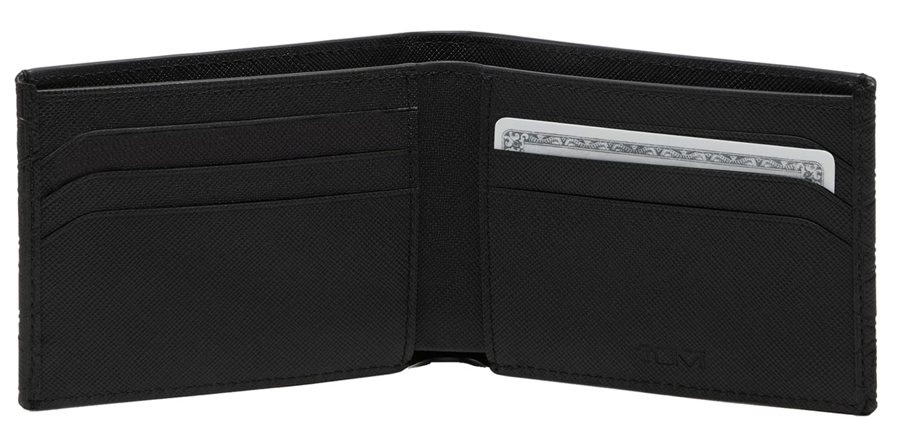 TUMI Nassau Double Billfold in Black Textured Monogram - 156640A761