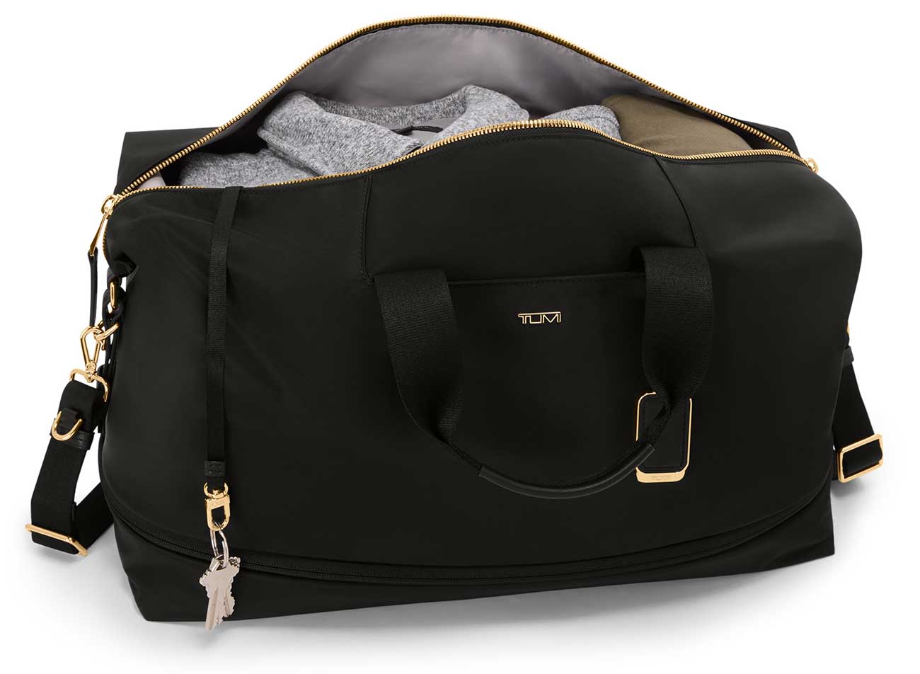 TUMI Voyageur Rhys Expandable Duffel in Black | Gold - 1591212693