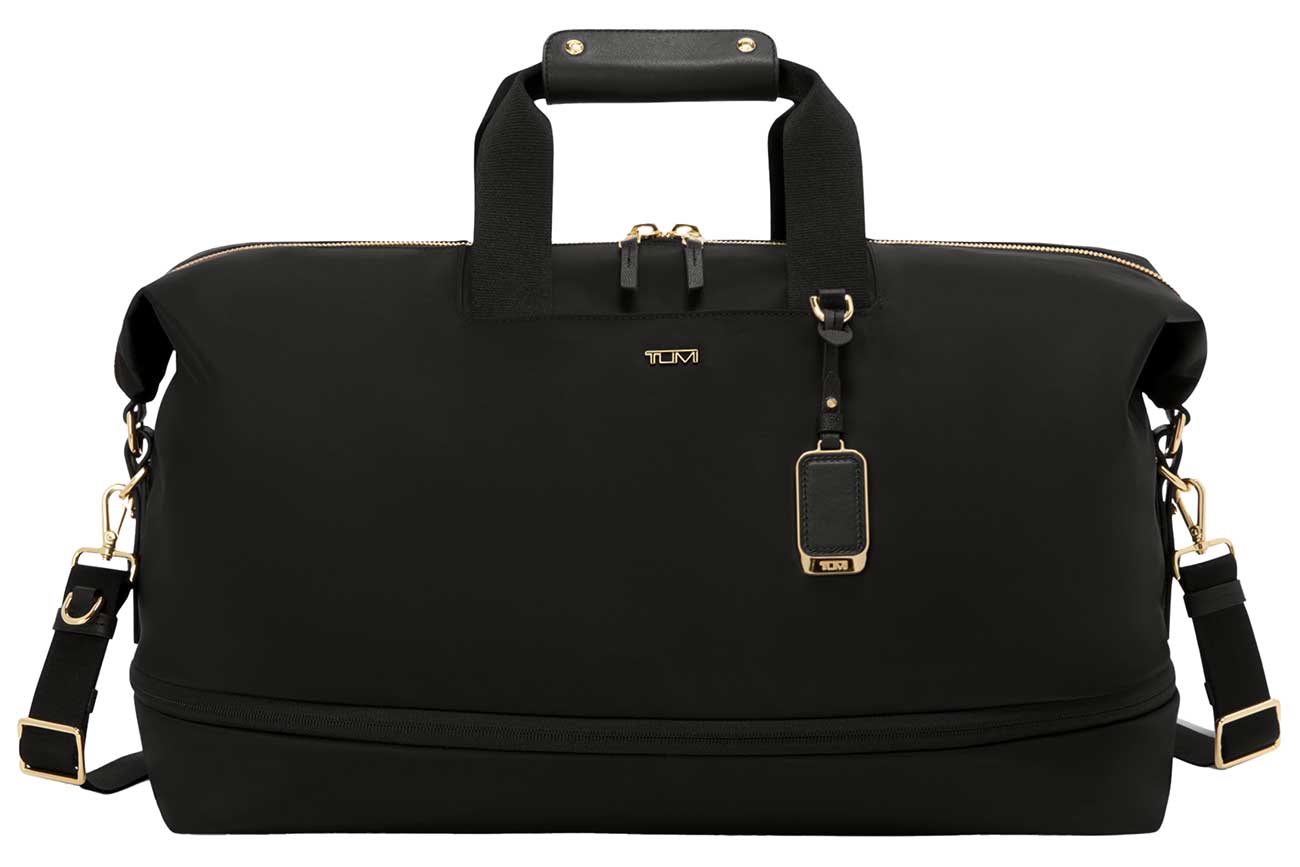 TUMI Voyageur Rhys Expandable Duffel in Black | Gold