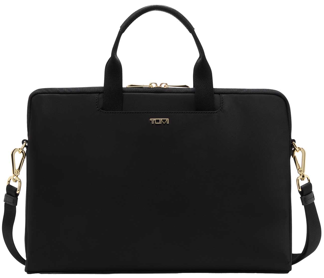 TUMI Voyageur Dakota Laptop Crossbody in Black | Gold - 1591232693