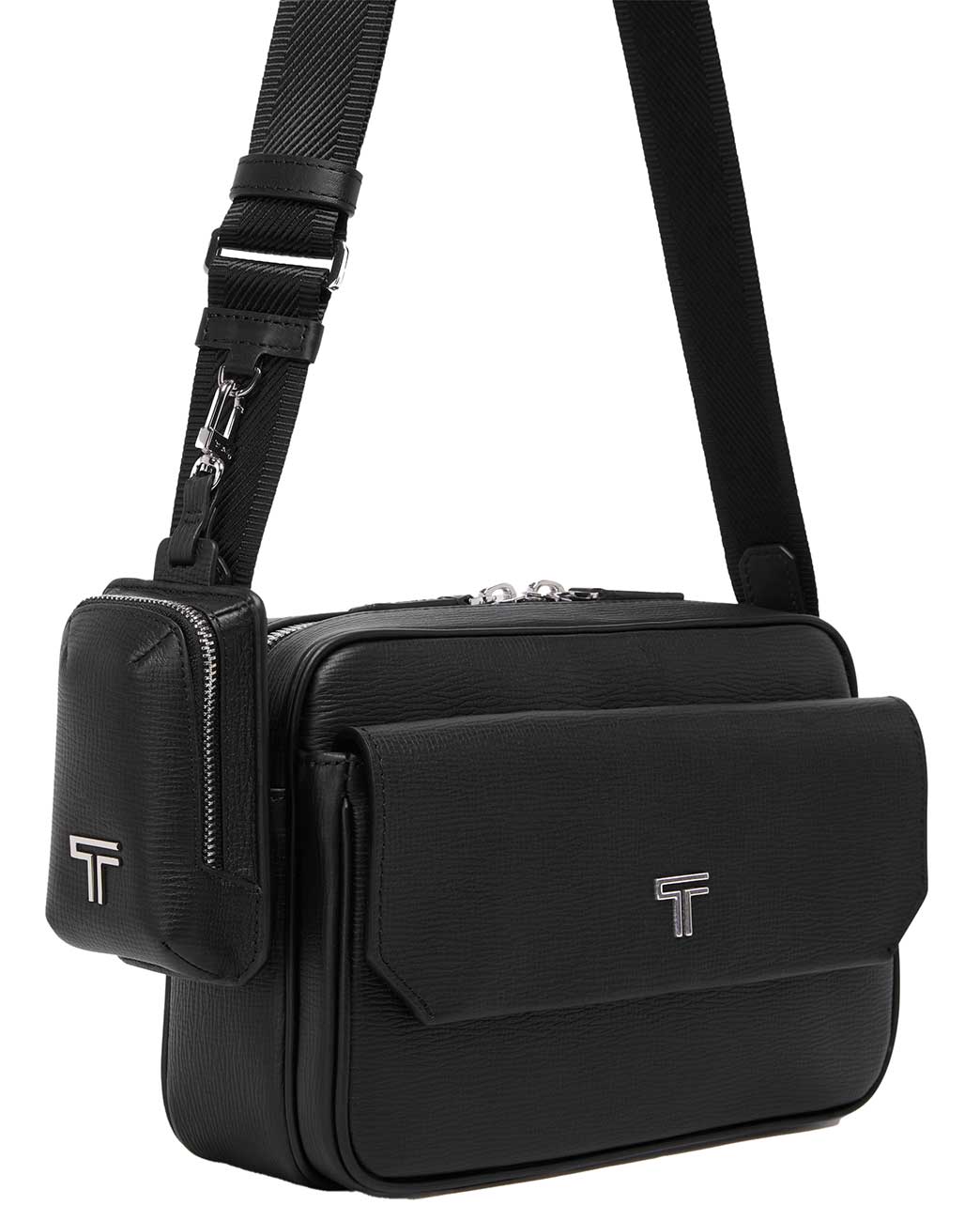 TUMI Turin Luggage Tag Pouch in Black Pebbled - 156659A536