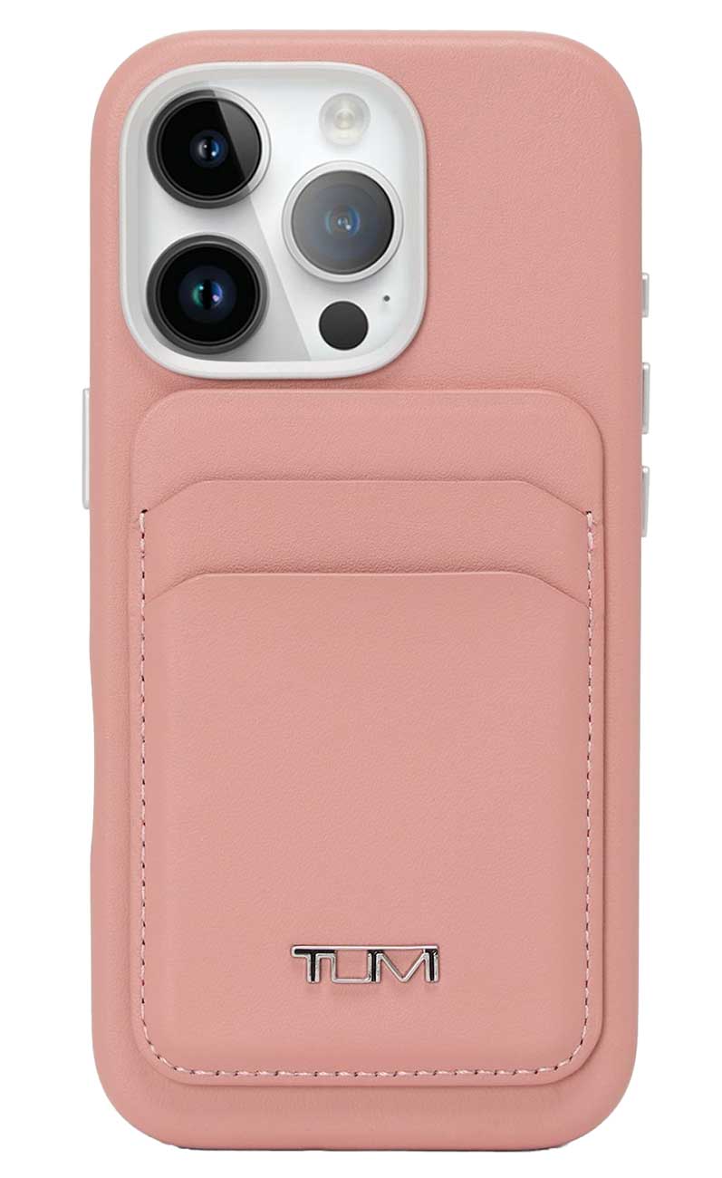 TUMI Mobile Accessory MagSafe Wallet Case for iPhone 16 Pro in Blush