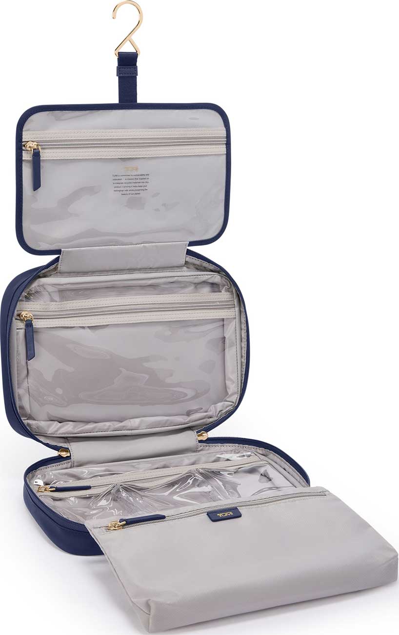 TUMI Voyageur Madeline Cosmetic Bag in Indigo/Gold